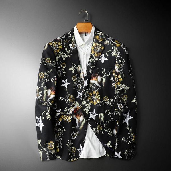 men's suits & blazers autumn and winter small suit korean style slim printed jacket men, White;black
men's suits & blazers autumn and winter small suit korean style slim printed jacket men, White;black