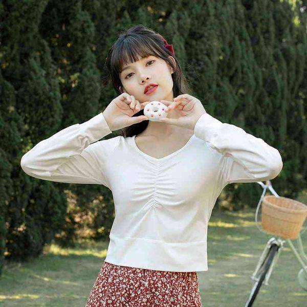 t shirts liwo| spring arrival women's retro art slim fit short pleated v-neck long sleeve t-shirt shoulder tuck fax8, White
t shirts liwo| spring arrival women's retro art slim fit short pleated v-neck long sleeve t-shirt shoulder tuck fax8, White