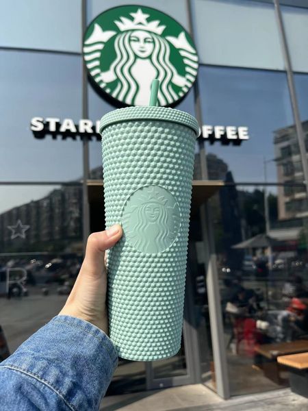 2021 starbucks studded cup tumblers 710ml mint green plastic mugs with straw factory supply