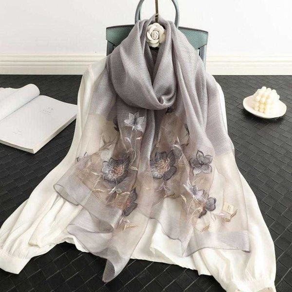 sequin embroidery mulberry blended scarf thin silk wool shawl female, Blue;gray
sequin embroidery mulberry blended scarf thin silk wool shawl female, Blue;gray