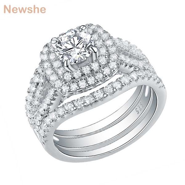 she 3 pieces 925 sterling silver wedding rings for women 2 ct aaaaa cz blue side stones classic jewelry engagement ring set 211217, Slivery;golden
she 3 pieces 925 sterling silver wedding rings for women 2 ct aaaaa cz blue side stones classic jewelry engagement ring set 211217, Slivery;golden
