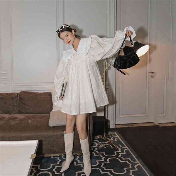 lanmrem 2021 autumn peter pan collar a-line above-knee length street wear lovely princess style long sleeve white dress 2a534, Black;gray
lanmrem 2021 autumn peter pan collar a-line above-knee length street wear lovely princess style long sleeve white dress 2a534, Black;gray