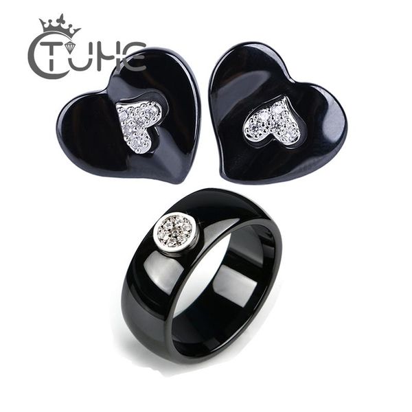 earrings & necklace fashion jewelry elegant design women sets heart shape stud 8mm smooth rings set ceramic material gift, Silver
earrings & necklace fashion jewelry elegant design women sets heart shape stud 8mm smooth rings set ceramic material gift, Silver