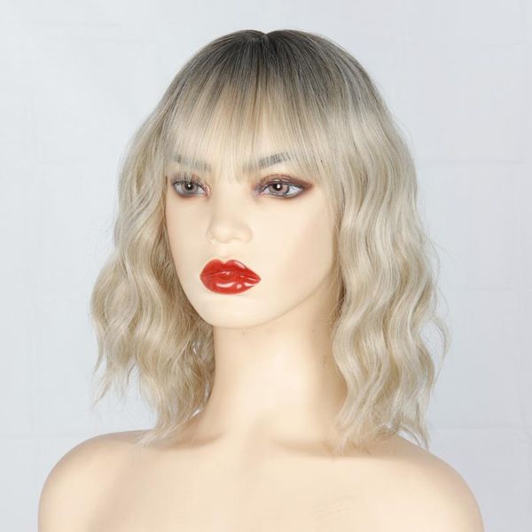 synthetic wigs azqueen water wave short hair bangs with neat for women blond pink beige brown colors, Black
synthetic wigs azqueen water wave short hair bangs with neat for women blond pink beige brown colors, Black