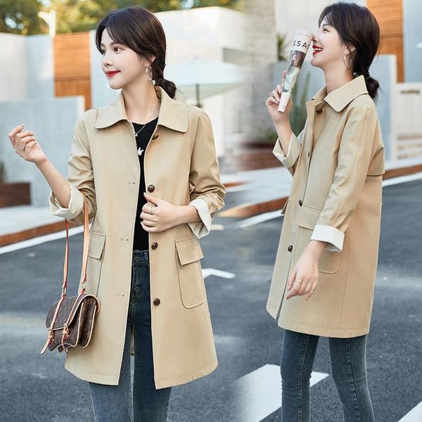 spring and autumn women's clothing korean version windbreaker middle long small single breasted loose straight trench coats, Tan;black
spring and autumn women's clothing korean version windbreaker middle long small single breasted loose straight trench coats, Tan;black