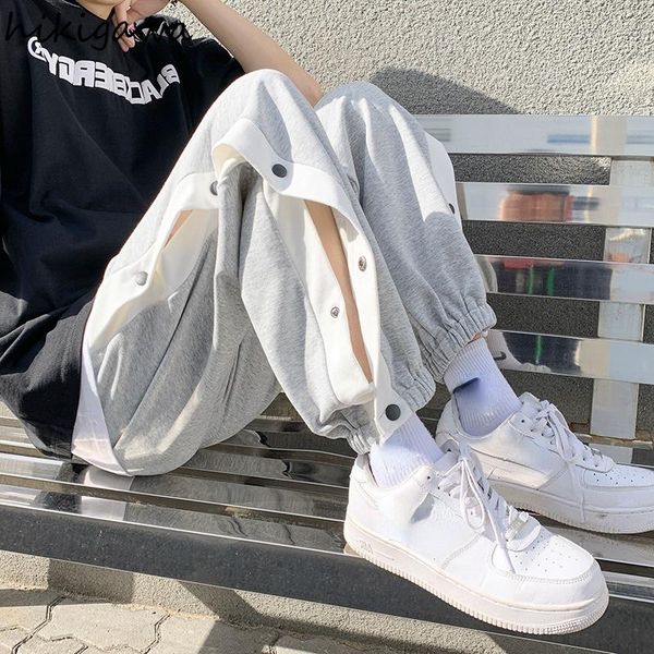 women's pants & capris hikigawa 2021 bottoms for women high waist slim fit single-breasted trousers streetwear hip-hop casual pantalon, Black;white