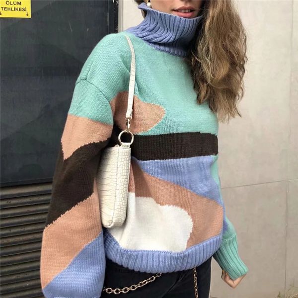 blsqr turtleneck winter pullover woman sweaters harajuku patchwork women knitted fashion female loose jumper 210430, White;black
blsqr turtleneck winter pullover woman sweaters harajuku patchwork women knitted fashion female loose jumper 210430, White;black
