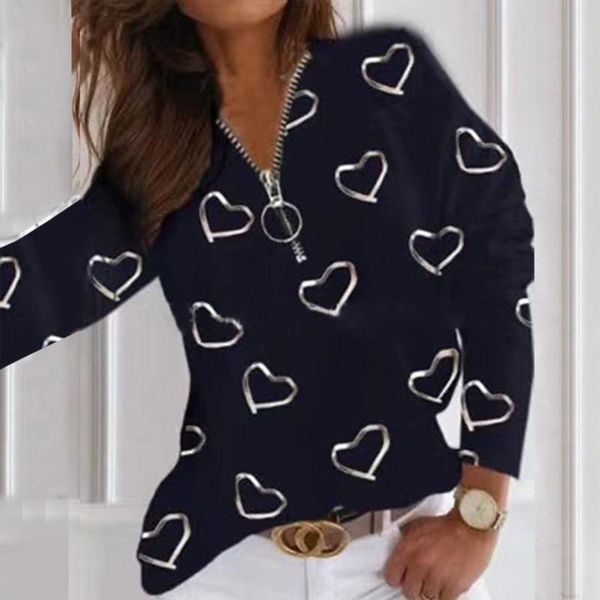 women's blouses & shirts heart printing zipper blouse long sleeves v-neck women sweatshirt pullover spring autumn plus size clothing b, White
women's blouses & shirts heart printing zipper blouse long sleeves v-neck women sweatshirt pullover spring autumn plus size clothing b, White