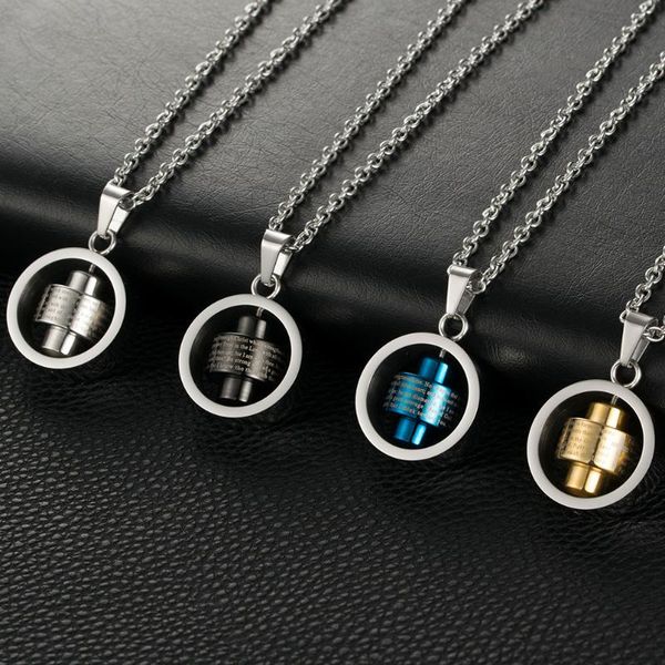 pendant necklaces rotatable titanium steel man's christian necklace decompression accessories, Silver
pendant necklaces rotatable titanium steel man's christian necklace decompression accessories, Silver