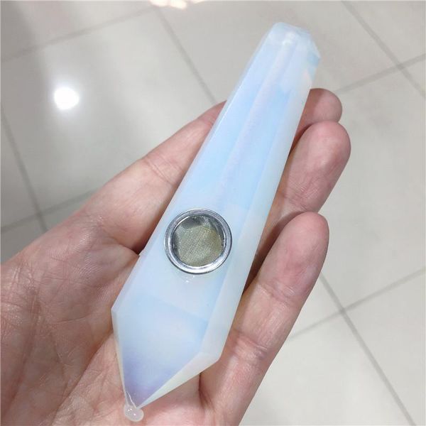 decorative objects & figurines natural white opal crystal point wand smoking pipe healing quartz gemstone with metal filter
decorative objects & figurines natural white opal crystal point wand smoking pipe healing quartz gemstone with metal filter