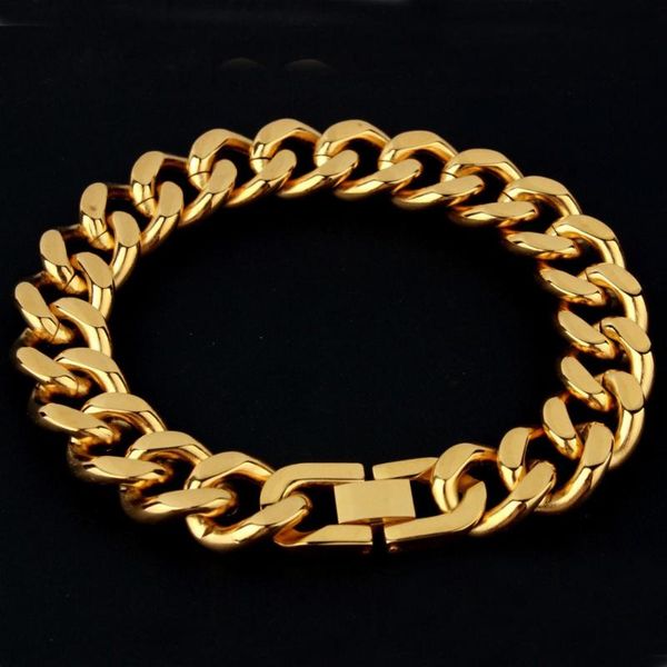 link, chain hip hop mens rock polished dj jewelry curb cuban link bracelet 316l stainless steel gold color 15mm 23cm, Black
link, chain hip hop mens rock polished dj jewelry curb cuban link bracelet 316l stainless steel gold color 15mm 23cm, Black