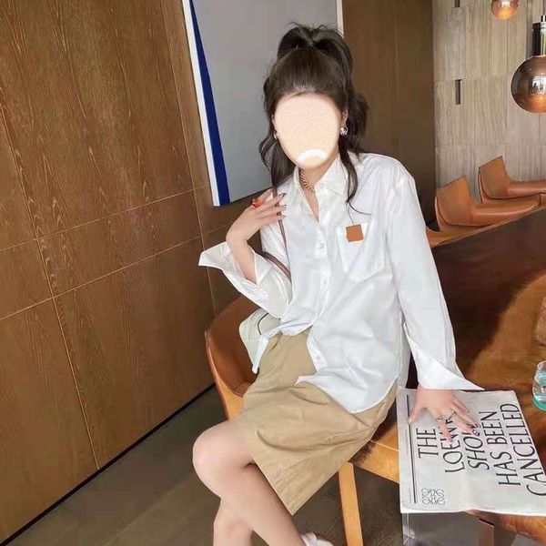 21 spring and summer new fashion luojia chest small leather label simple leisure comfortable fresh women's shirt, White
21 spring and summer new fashion luojia chest small leather label simple leisure comfortable fresh women's shirt, White
