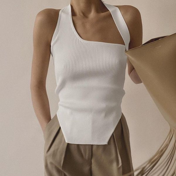 women's tanks & camis halter vest sleeveless rib knit solid color irregular hem 2021 summer casual high street fashion simple personali, White
women's tanks & camis halter vest sleeveless rib knit solid color irregular hem 2021 summer casual high street fashion simple personali, White