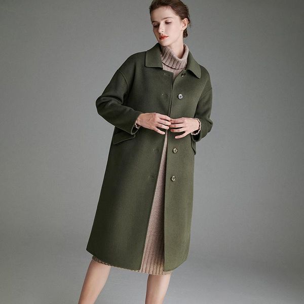 women's wool & blends shzq green pure tweed coat 2021 winter clothes medium and long double-sided cashmere, Black
women's wool & blends shzq green pure tweed coat 2021 winter clothes medium and long double-sided cashmere, Black