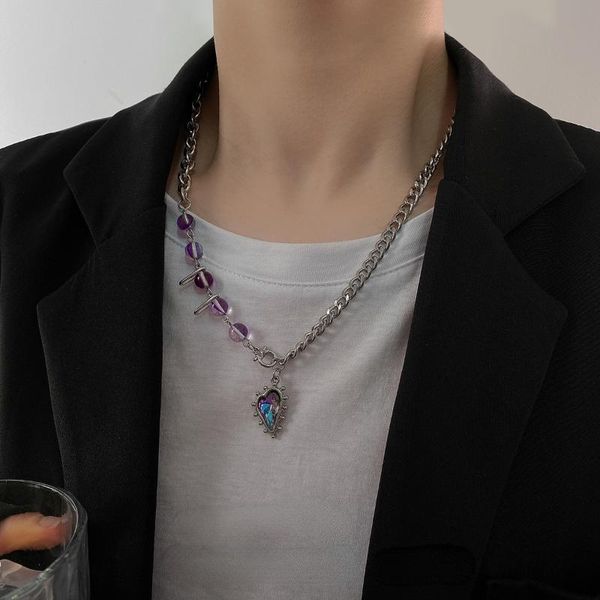 chains women jewelry purple crystal heart pendant necklace pretty design asymmetrical beads chain for girl fine accessories, Silver
chains women jewelry purple crystal heart pendant necklace pretty design asymmetrical beads chain for girl fine accessories, Silver