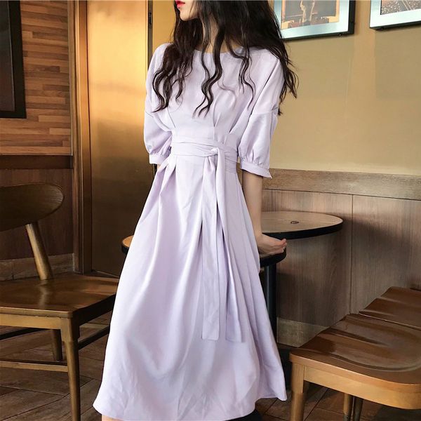 dress for women half sleeve korean elegant fashion 2021 dresses mid-calf casual solid yellow clothing high waist o-neck, Black;gray
dress for women half sleeve korean elegant fashion 2021 dresses mid-calf casual solid yellow clothing high waist o-neck, Black;gray