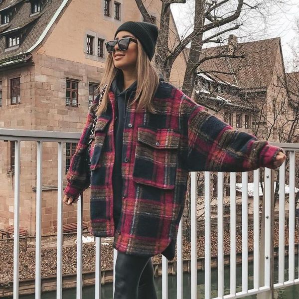 ardm fashion tweed red plaid winter coat women vintage oversize with pockets jackets irregular female outwear 2021 women's wool & blen, Black
ardm fashion tweed red plaid winter coat women vintage oversize with pockets jackets irregular female outwear 2021 women's wool & blen, Black