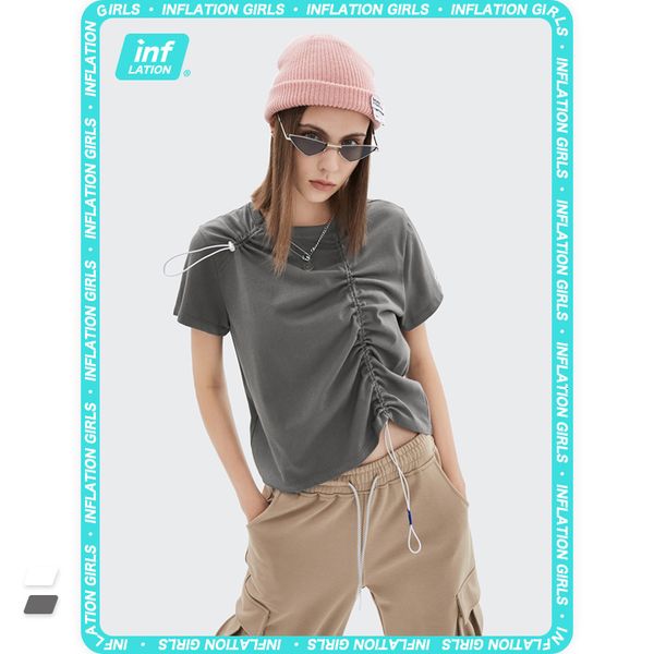t shirt inf women's clothing - spring and summer 2021 street drawstring pleating care machine casual short sleeve for women, White
t shirt inf women's clothing - spring and summer 2021 street drawstring pleating care machine casual short sleeve for women, White