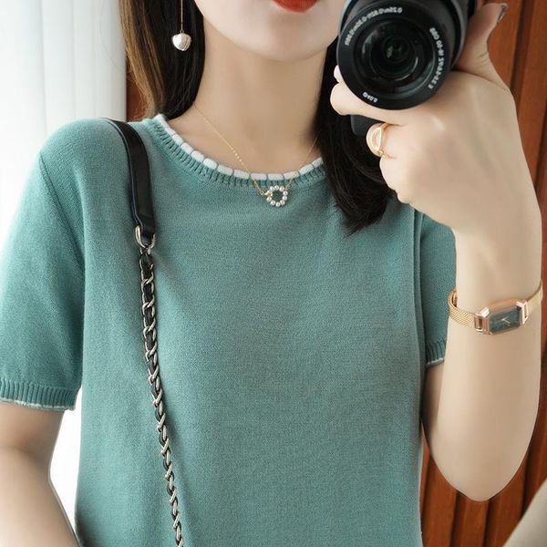 women's blouses & shirts blusas femme short sleeve knit blouse women mujer de moda 2021 knitted shirt e831, White
women's blouses & shirts blusas femme short sleeve knit blouse women mujer de moda 2021 knitted shirt e831, White
