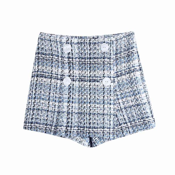 women tweed plaid casual shorts skirt za double breasted elegant checked short pants summer plus size shorts for women 210521, White;black
women tweed plaid casual shorts skirt za double breasted elegant checked short pants summer plus size shorts for women 210521, White;black