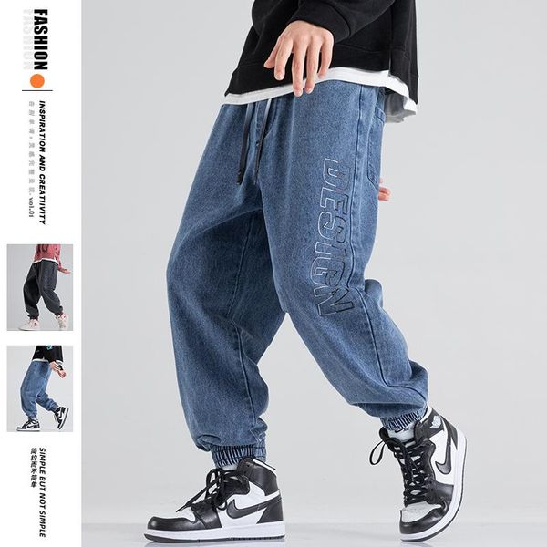 men's jeans 2021 main trend hip hop street style legged men's letter straight tube harlan pants, Blue
men's jeans 2021 main trend hip hop street style legged men's letter straight tube harlan pants, Blue