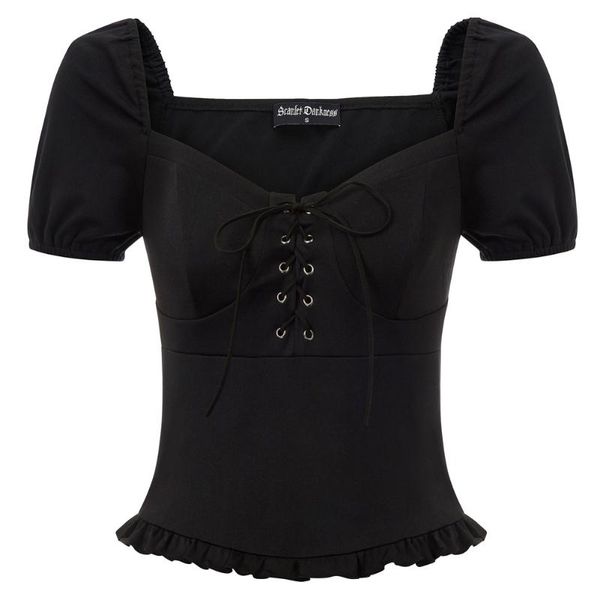 women's blouse v neck short puff sleeves lacing front pullover renaissance shirts summer solid fit slim lady blouses, White
women's blouse v neck short puff sleeves lacing front pullover renaissance shirts summer solid fit slim lady blouses, White