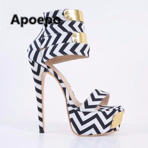 est sandals women large size high heels sandal print mixed colors gladiator platform shoes metal decor, Black
est sandals women large size high heels sandal print mixed colors gladiator platform shoes metal decor, Black