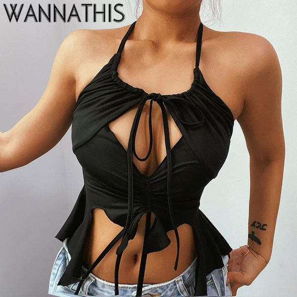 women's tanks & camis wannathis hollow irregular backless halter for women hole lace up sleeveless summer ruched e-girl cropped to, White
women's tanks & camis wannathis hollow irregular backless halter for women hole lace up sleeveless summer ruched e-girl cropped to, White