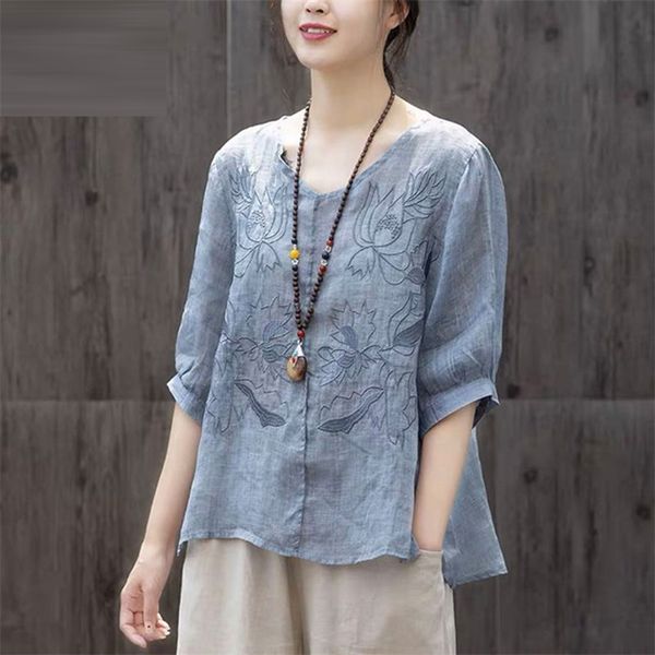 summer arts style women half sleeve loose v-neck tee shirt femme vintage embroidery cotton linen t-shirt plus size m116 210512, White
summer arts style women half sleeve loose v-neck tee shirt femme vintage embroidery cotton linen t-shirt plus size m116 210512, White