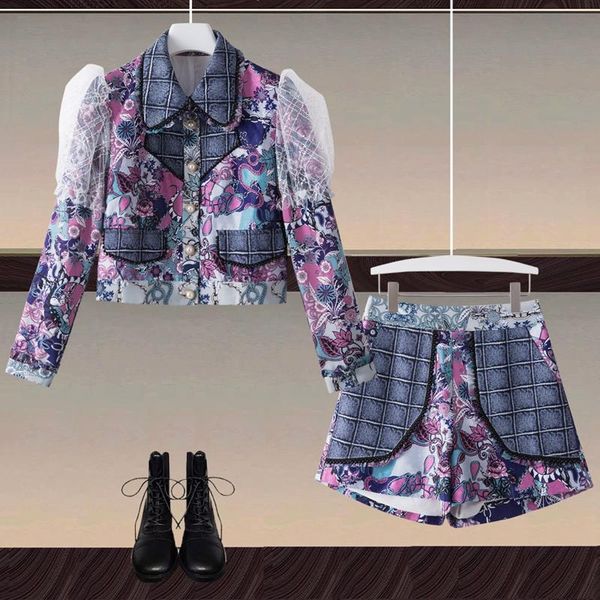 women's tracksuits designer spring set patchwork print long sleeve mini shorts vintage fashion elegant party suit, Gray
women's tracksuits designer spring set patchwork print long sleeve mini shorts vintage fashion elegant party suit, Gray