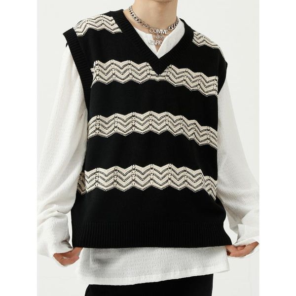 men's vests fall striped men women knitted cotton v-neck vest pullover sleeveless sweater school cardigan korean clothes crop knitwear, Black;white
men's vests fall striped men women knitted cotton v-neck vest pullover sleeveless sweater school cardigan korean clothes crop knitwear, Black;white