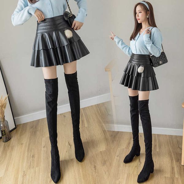 black autumn pleated skirt large leather high waist a-line small anti exposure, Black;gray
black autumn pleated skirt large leather high waist a-line small anti exposure, Black;gray