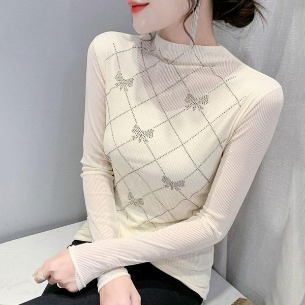 women's sweaters european goods heavy embroidery drilling long-sleeved t-shirt autumn and winter 2021 western style slim fit half, White;black
women's sweaters european goods heavy embroidery drilling long-sleeved t-shirt autumn and winter 2021 western style slim fit half, White;black