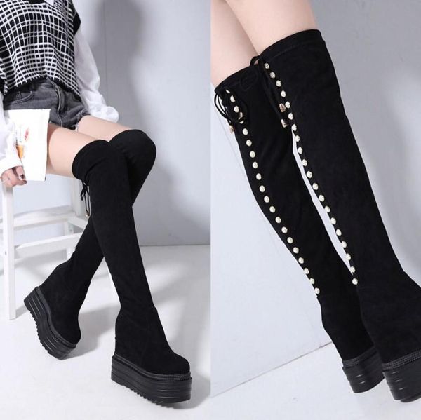 boots winter increase within wedges over-the-knee thick-sole long 13cm pearl high heel womens elegant, Black
boots winter increase within wedges over-the-knee thick-sole long 13cm pearl high heel womens elegant, Black
