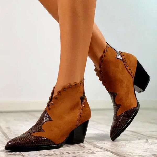 female autumn winter lace pu leather cowboy ankle boots rivet women thick heel high booties pointed sequined low, Black
female autumn winter lace pu leather cowboy ankle boots rivet women thick heel high booties pointed sequined low, Black
