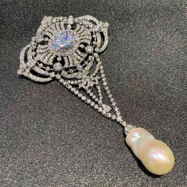 baroue natural fresh water pearl brooch vintage palace copper with cubic zircon fashion women jewelry, Gray
baroue natural fresh water pearl brooch vintage palace copper with cubic zircon fashion women jewelry, Gray