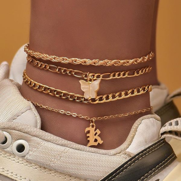 anklets 4pcs/set boho gold color butterfly letter chunky chain anklet set for women girl metal geometric charm layered foot, Red;blue
anklets 4pcs/set boho gold color butterfly letter chunky chain anklet set for women girl metal geometric charm layered foot, Red;blue