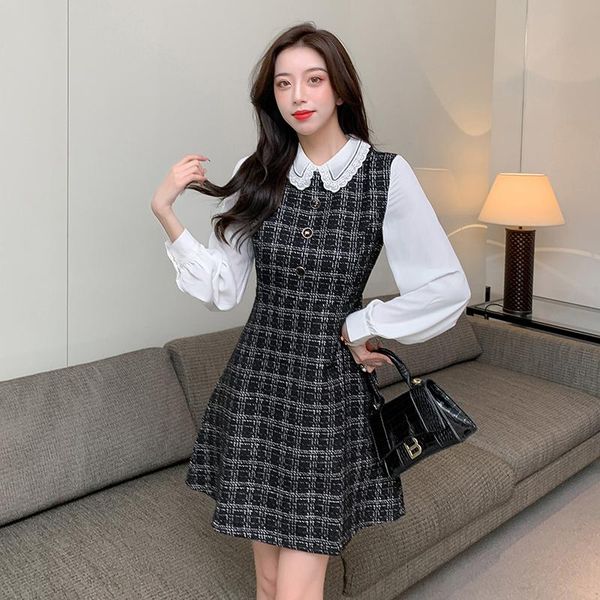 casual dresses coigarsam women dress autumn 2022 vintage plaid patchwork lace high waist zipper robe vestidos, Black;gray
casual dresses coigarsam women dress autumn 2022 vintage plaid patchwork lace high waist zipper robe vestidos, Black;gray