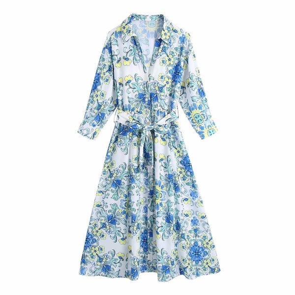 summer floral shirt dress women belted vintage casual fashion chic lady midi dress women 210709, Black;gray
summer floral shirt dress women belted vintage casual fashion chic lady midi dress women 210709, Black;gray