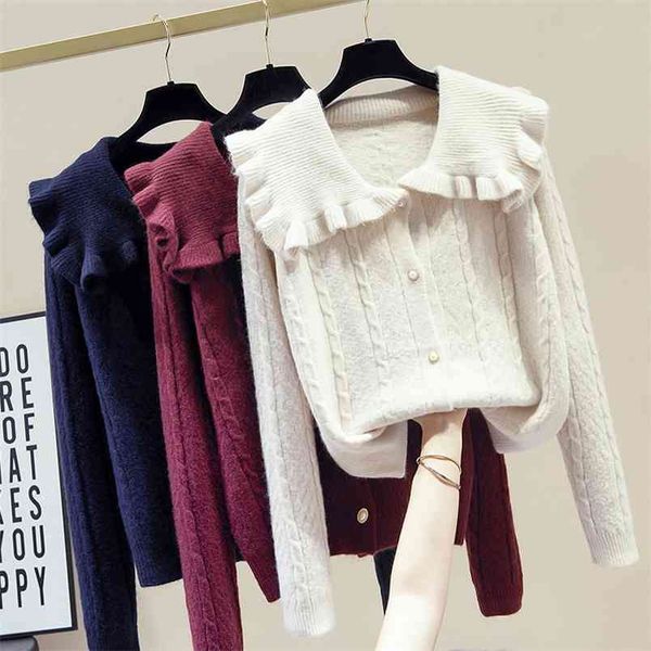 japanese sweet autumn winter sweater for women casual long sleeve solid clothing cardigan female knitted pull femme 210514, White;black
japanese sweet autumn winter sweater for women casual long sleeve solid clothing cardigan female knitted pull femme 210514, White;black