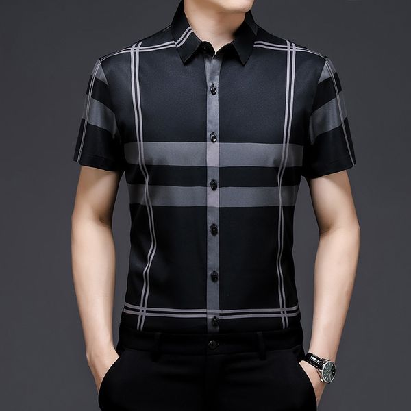 mercerized men's cotton short sleeve shirt new 2021 summer fashion lattice thin ice silk, White;black
mercerized men's cotton short sleeve shirt new 2021 summer fashion lattice thin ice silk, White;black