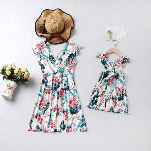 family matching outfits ppxx summer floral girl women dress mother daughter formal party wedding clothing look v neck, Blue
family matching outfits ppxx summer floral girl women dress mother daughter formal party wedding clothing look v neck, Blue