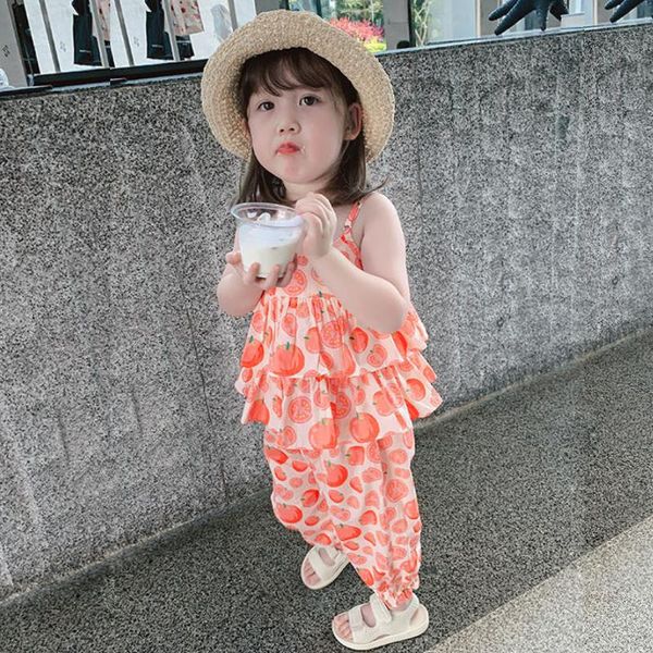 2-8 years old girl clothes summer two-piece fashion casual fruit print cake suspender skirt + sweatpants quality children's wear clothi, White
2-8 years old girl clothes summer two-piece fashion casual fruit print cake suspender skirt + sweatpants quality children's wear clothi, White