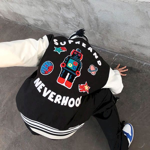 men's hoodies & sweatshirts amended american baseball uniform for male hip hop jacke spring loose scorpion jacket illuminated street vi, Black
men's hoodies & sweatshirts amended american baseball uniform for male hip hop jacke spring loose scorpion jacket illuminated street vi, Black
