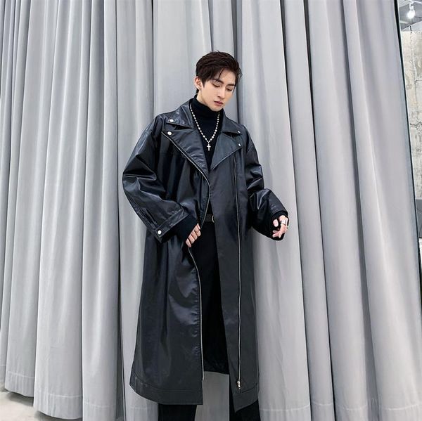 men's fur & faux men loose long leather trench motorcycle jacket windbreaker outerwear male street hip hop punk gothic cool coat overco, Black
men's fur & faux men loose long leather trench motorcycle jacket windbreaker outerwear male street hip hop punk gothic cool coat overco, Black