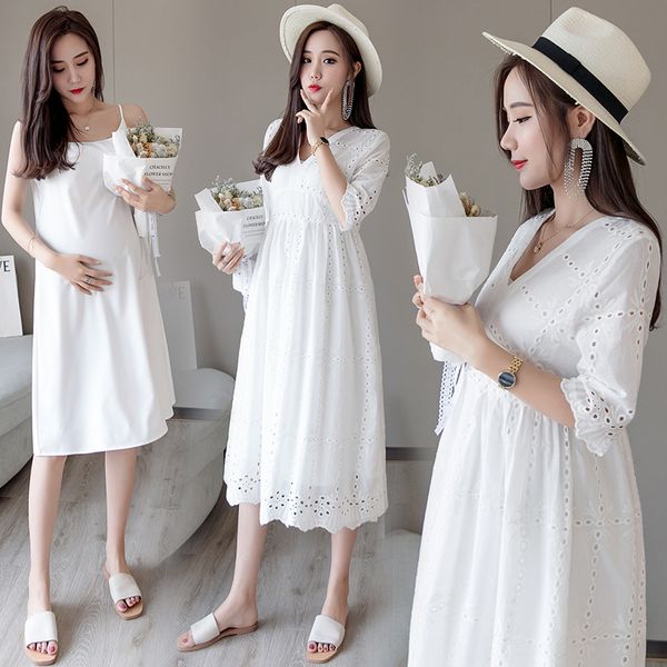 1695# white cotton lace maternity dress summer korean fashion v neck clothes for pregnant women slim waist pregnancy dress suit
1695# white cotton lace maternity dress summer korean fashion v neck clothes for pregnant women slim waist pregnancy dress suit