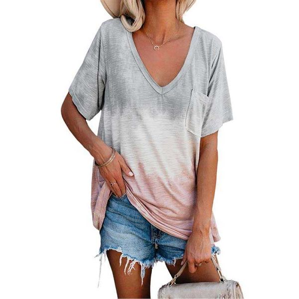 deep v neck short sleeve t shirt summer women pocket gradient tie dye oversized casual streetwear female loose tee shirts 210608, White
deep v neck short sleeve t shirt summer women pocket gradient tie dye oversized casual streetwear female loose tee shirts 210608, White