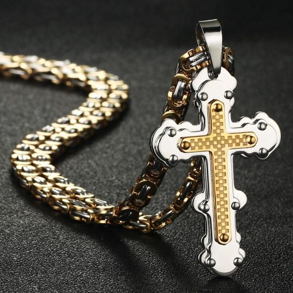 pendant necklaces mens stainless steel punk jewelry rivet cross necklace byzantine link chain 22-28" long colar gift nc012, Silver
pendant necklaces mens stainless steel punk jewelry rivet cross necklace byzantine link chain 22-28" long colar gift nc012, Silver