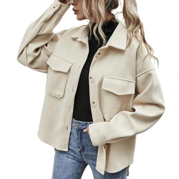 women's jackets women jacket solid color single breasted autumn winter turn-down collar pockets woolen coat for office outwear, Black;brown
women's jackets women jacket solid color single breasted autumn winter turn-down collar pockets woolen coat for office outwear, Black;brown