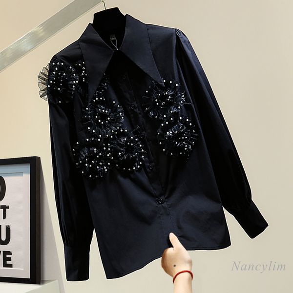 blouses three-dimensional flower shirt woman spring korean style loose temperament heavy industry beads long sleeve casual blouses, White
blouses three-dimensional flower shirt woman spring korean style loose temperament heavy industry beads long sleeve casual blouses, White
